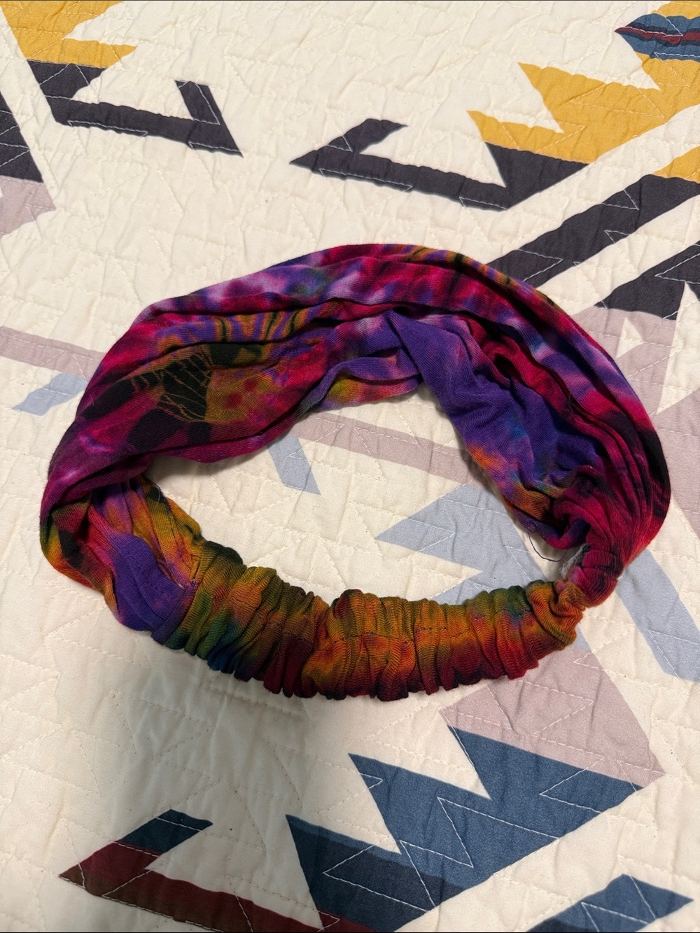 Multicolor Tie-Dye Elastic Headband - Women Accessories